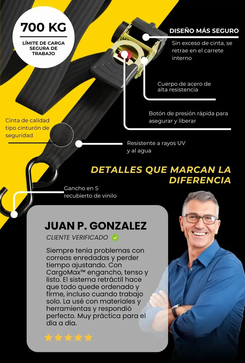 Detalles que marcan la diferencia: 700 kg de carga segura