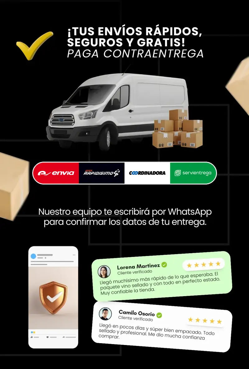 Envíos rápidos, seguros y gratis: paga contraentrega