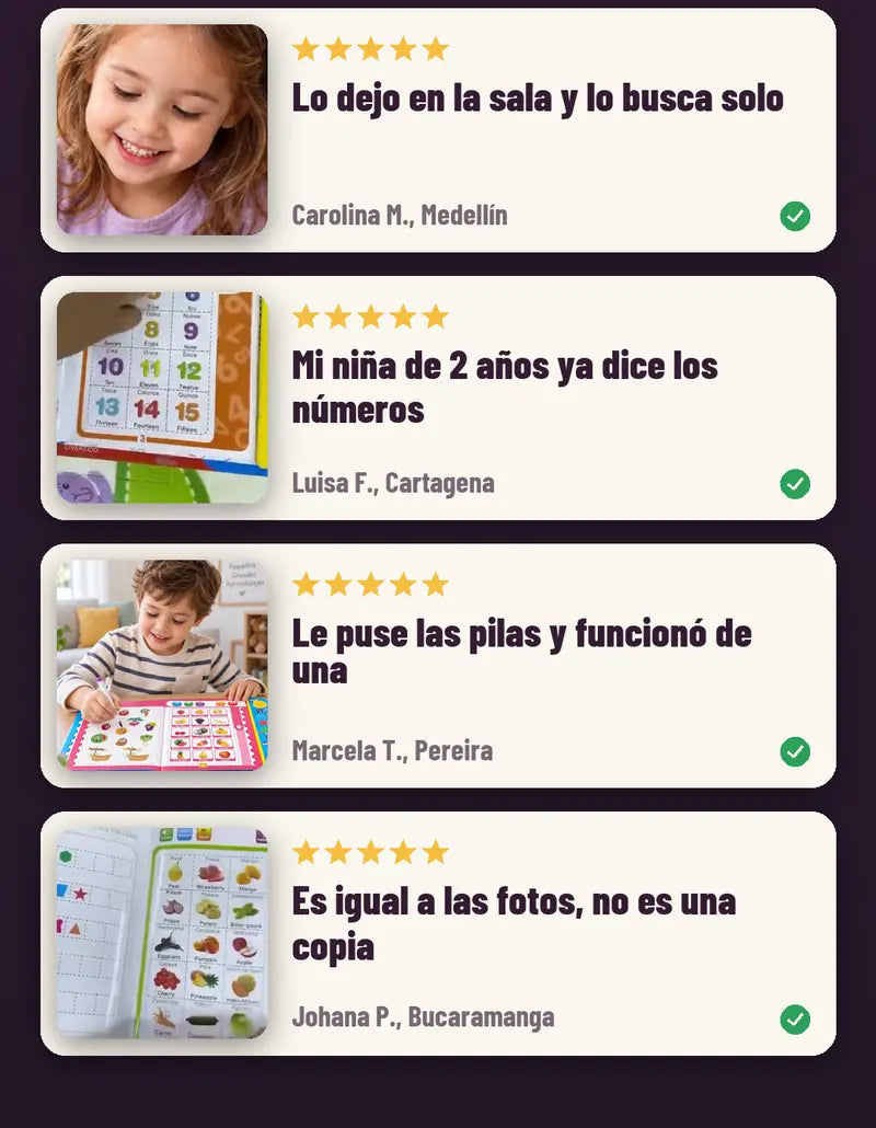4,8 de 5 con mas de 1.200 familias: lo busca solo, ya dice los numeros, funciono de una, es igual a las fotos