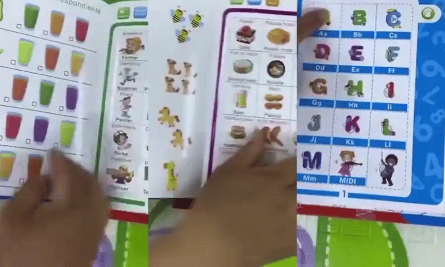 Profesiones, comidas y vocales: el nino toca y aprende