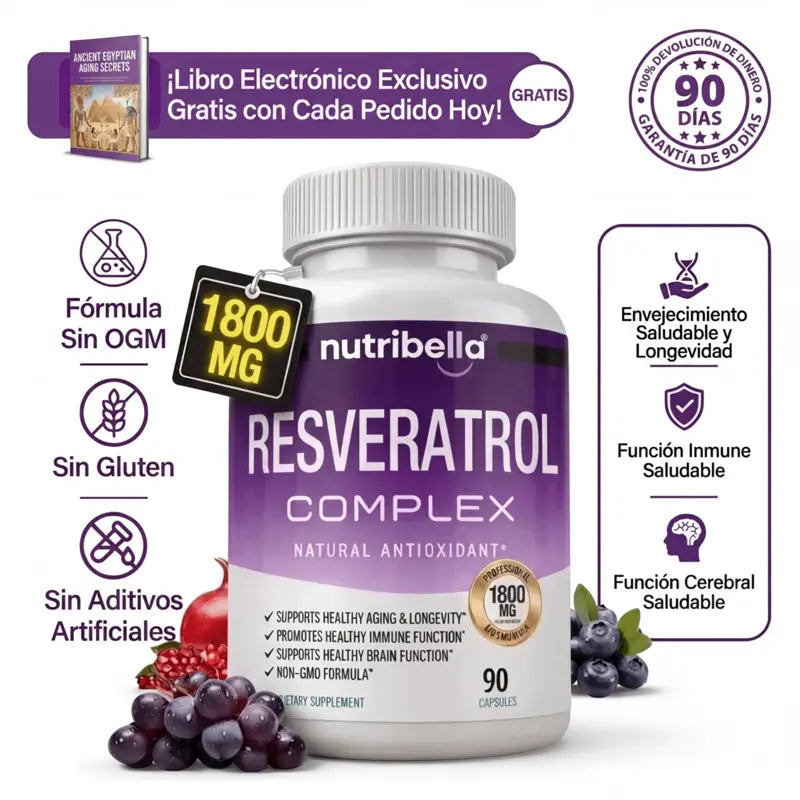 Complejo de Resveratrol 1800 mg con garant&iacute;a de 90 d&iacute;as