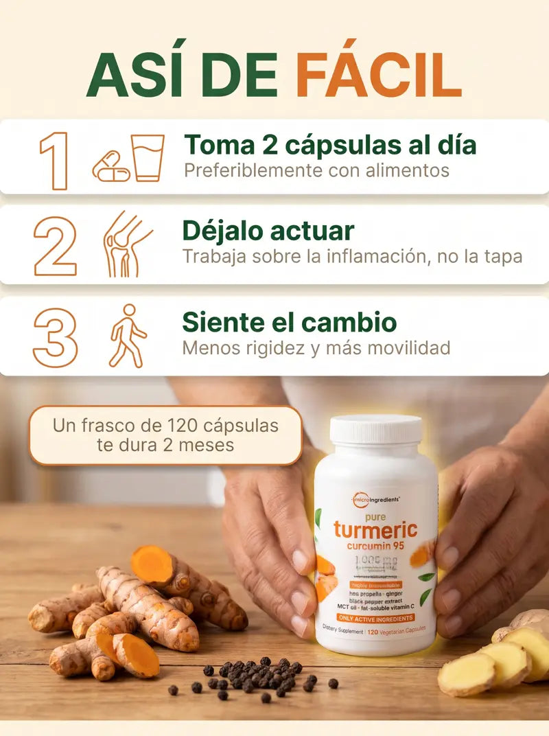 Asi de facil: toma 2 capsulas al dia con alimentos, dejalo actuar y siente el cambio. Un frasco de 120 capsulas dura 2 meses