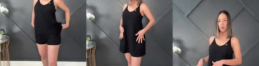 Vestido 2 en 1 puesto: el short por dentro, los bolsillos y la espalda