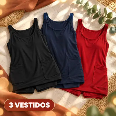 3 Vestidos con short interno